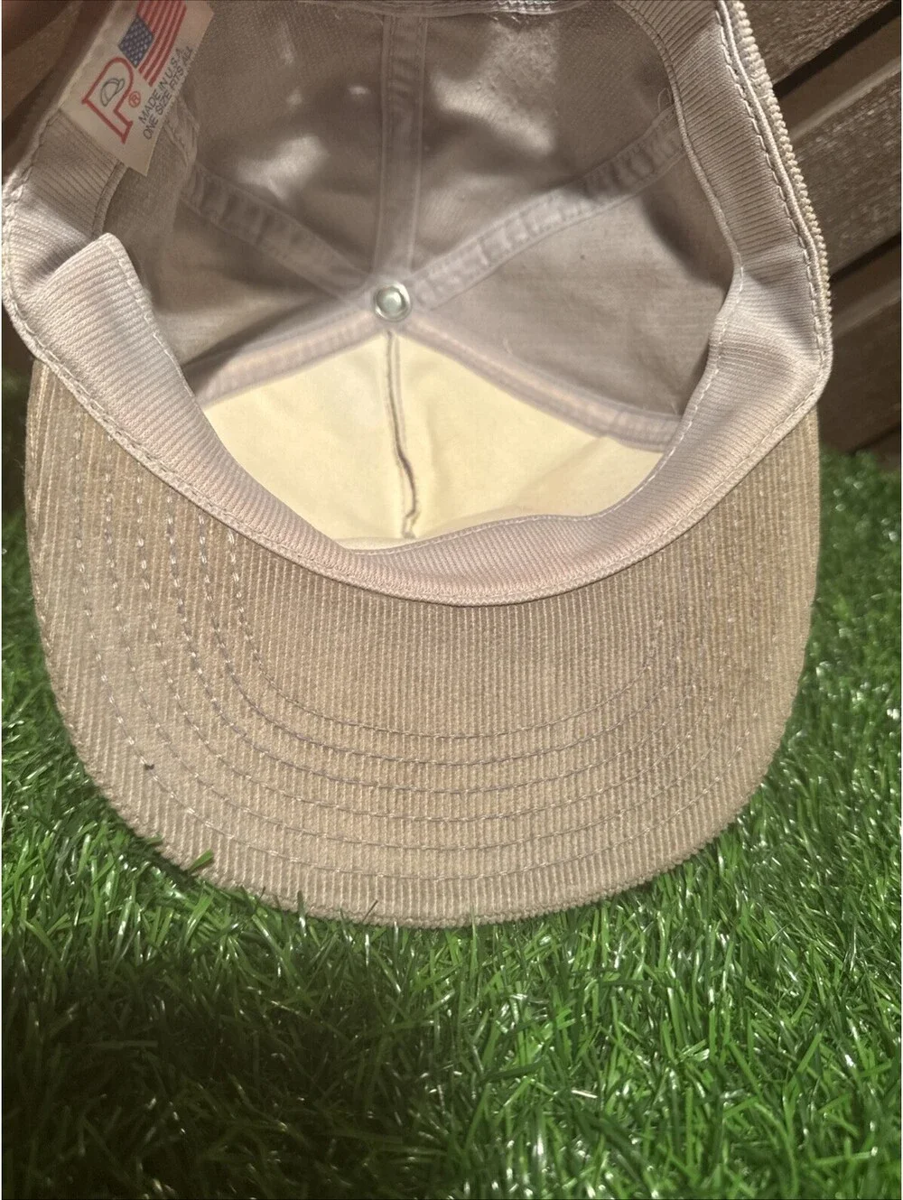 VTG Freightliner Truck Centers Hat Corduroy Snapback Cap Tan Orange 80s Vtg